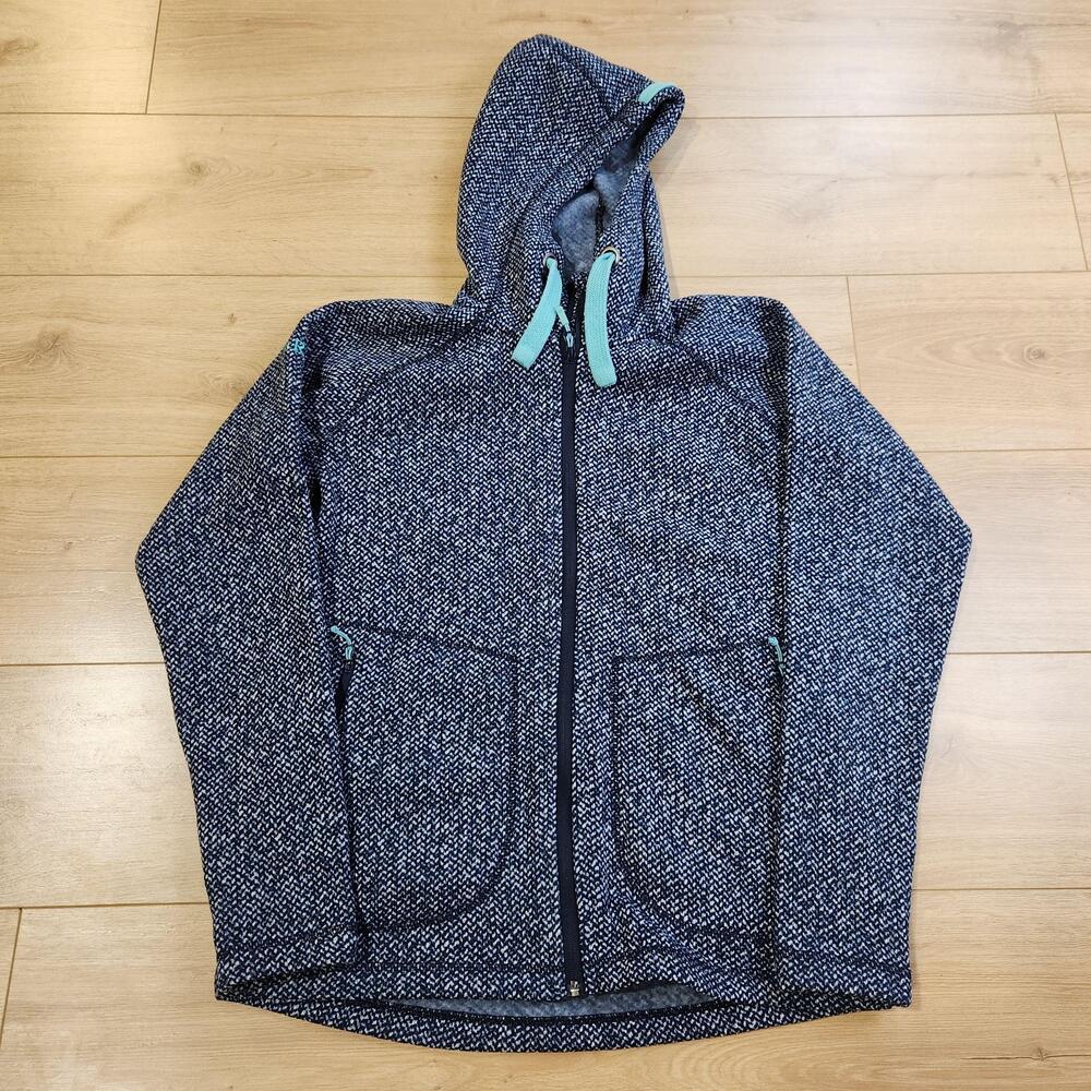Rab Amy Hoody Hoodie Womens Large Blue Full Zip Fleece Herringbone Jacket